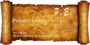 Pataki Ervin névjegykártya